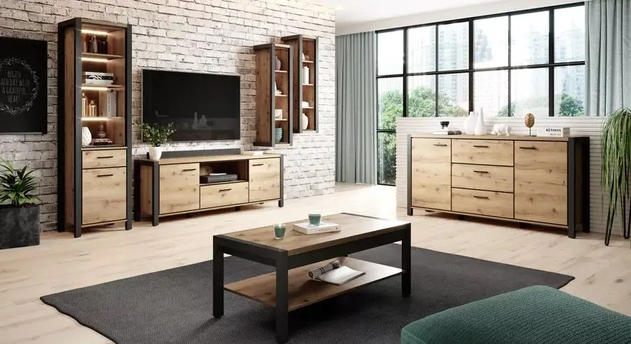 Masa pentru reviste Helvetia Aktiv №99 (Taurus Oak/Black Matt)