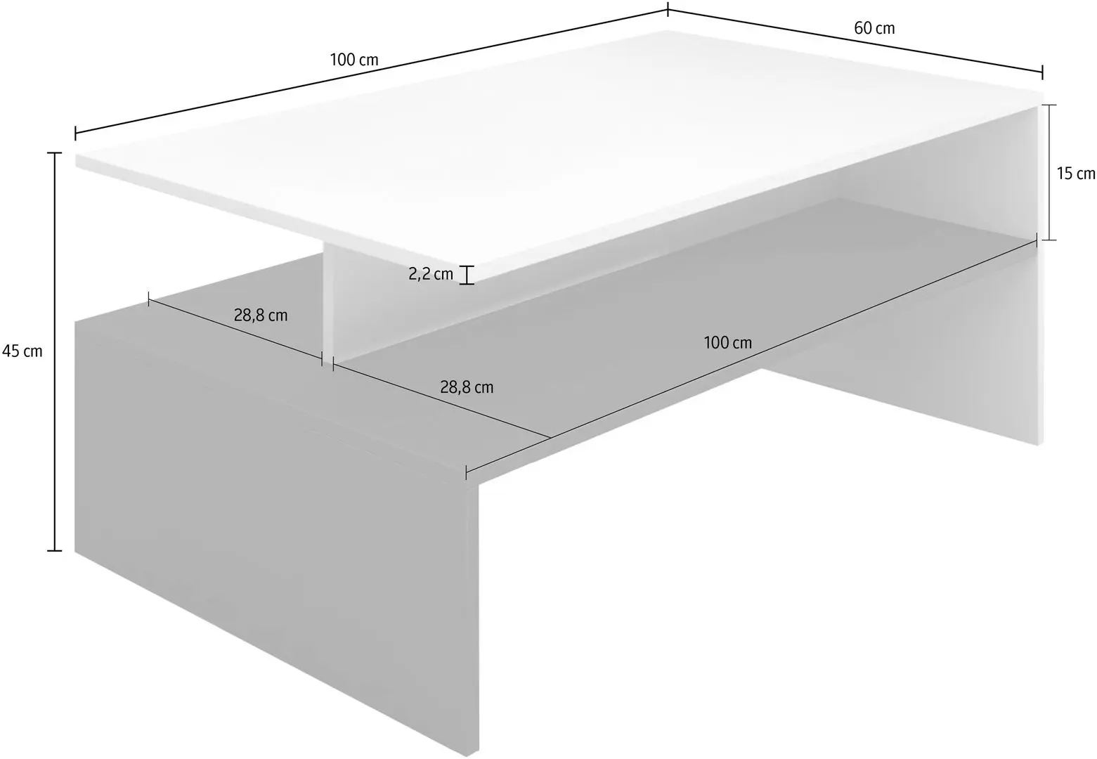 Masa pentru reviste Helvetia Baros №99 (White Gloss/Black)