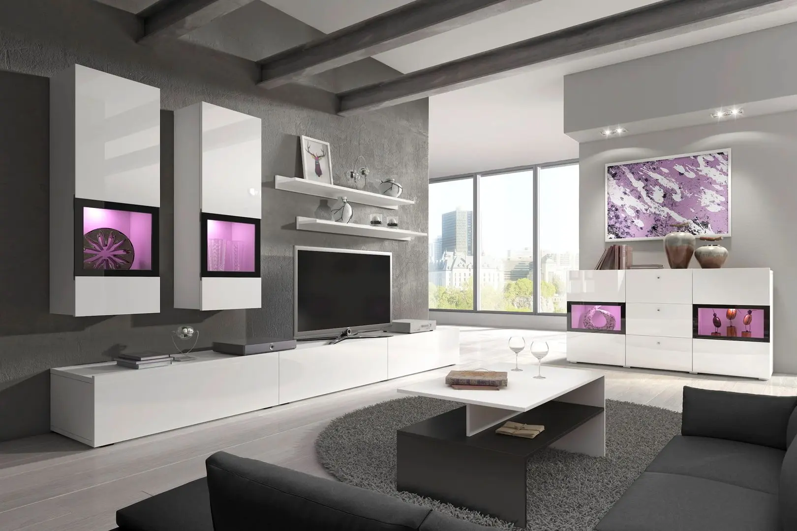 Masa pentru reviste Helvetia Baros №99 (White Gloss/Black)