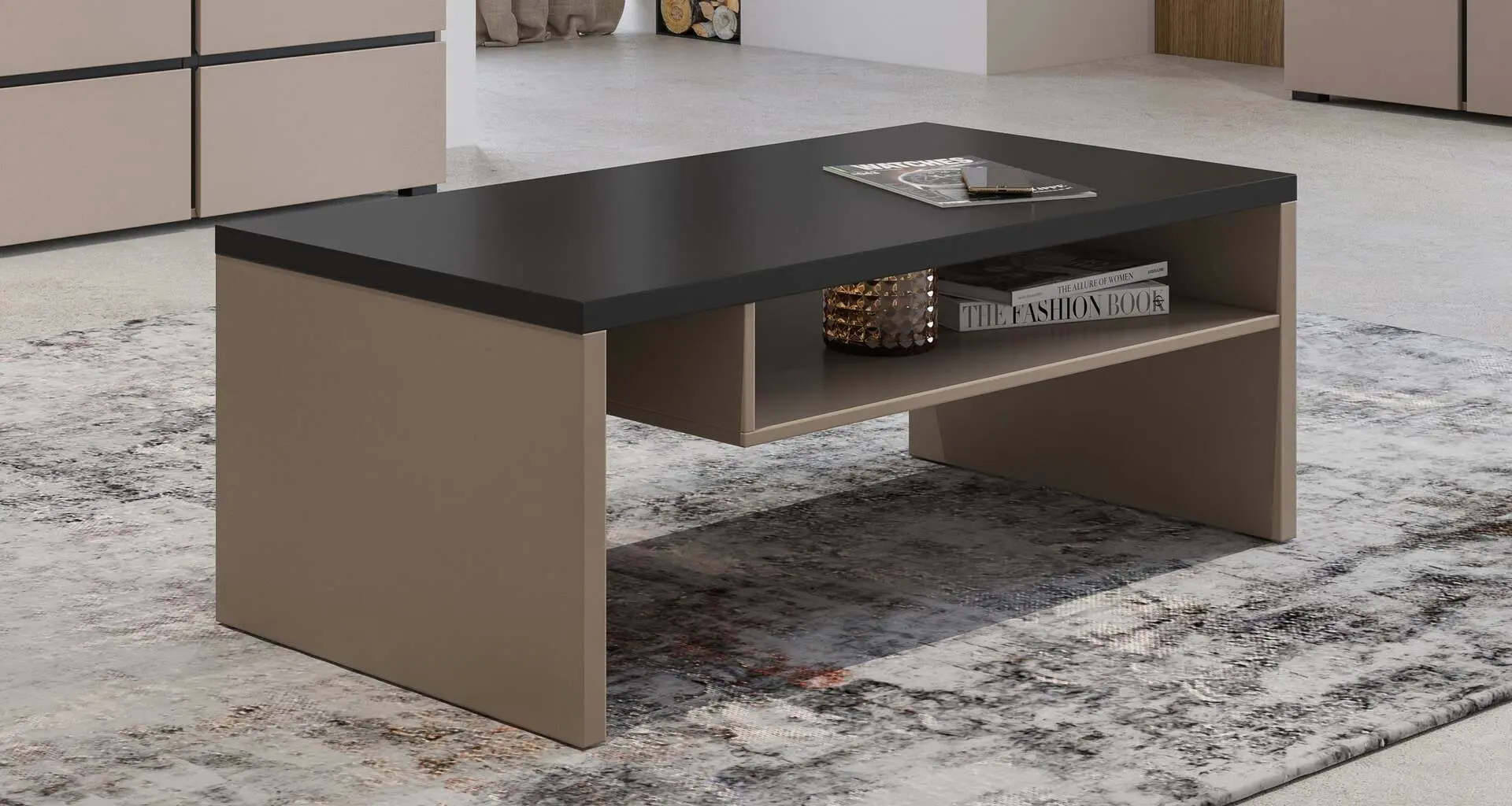 Masa pentru reviste Helvetia Cross 120 cm (Congo/Black)