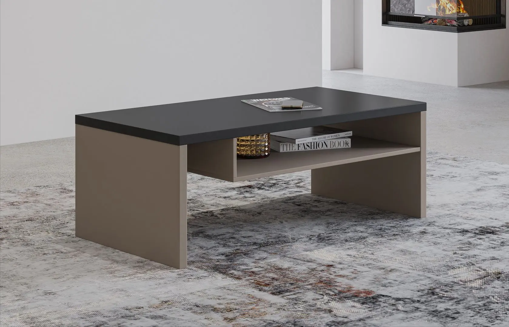 Masa pentru reviste Helvetia Cross 120 cm (Congo/Black)