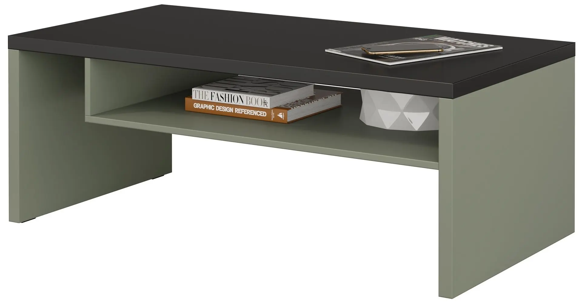 Masa pentru reviste Helvetia Cross 120 cm (Pine/Green/Black)