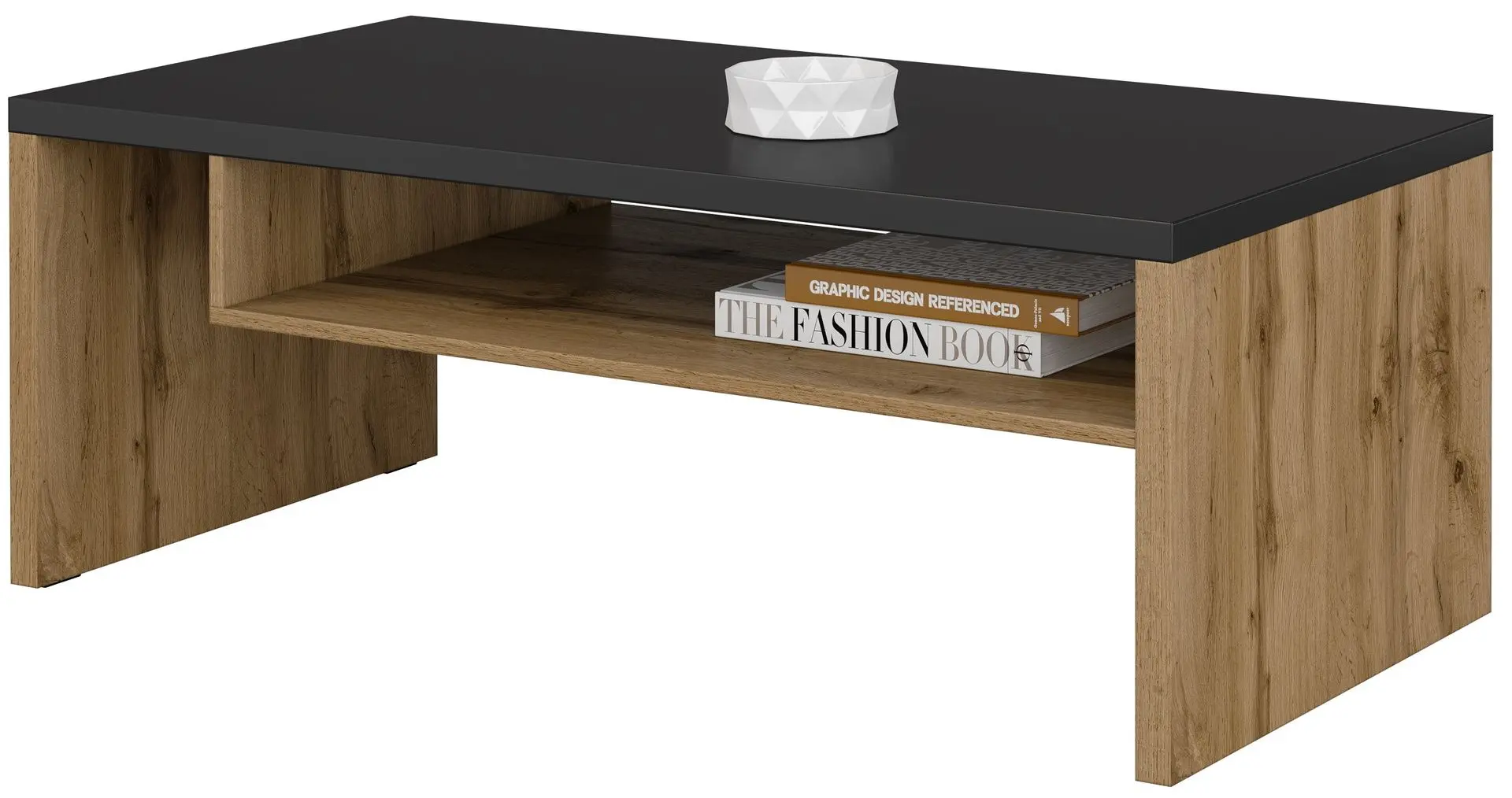 Masa pentru reviste Helvetia Cross 120 cm (Wotan Oak/Black)