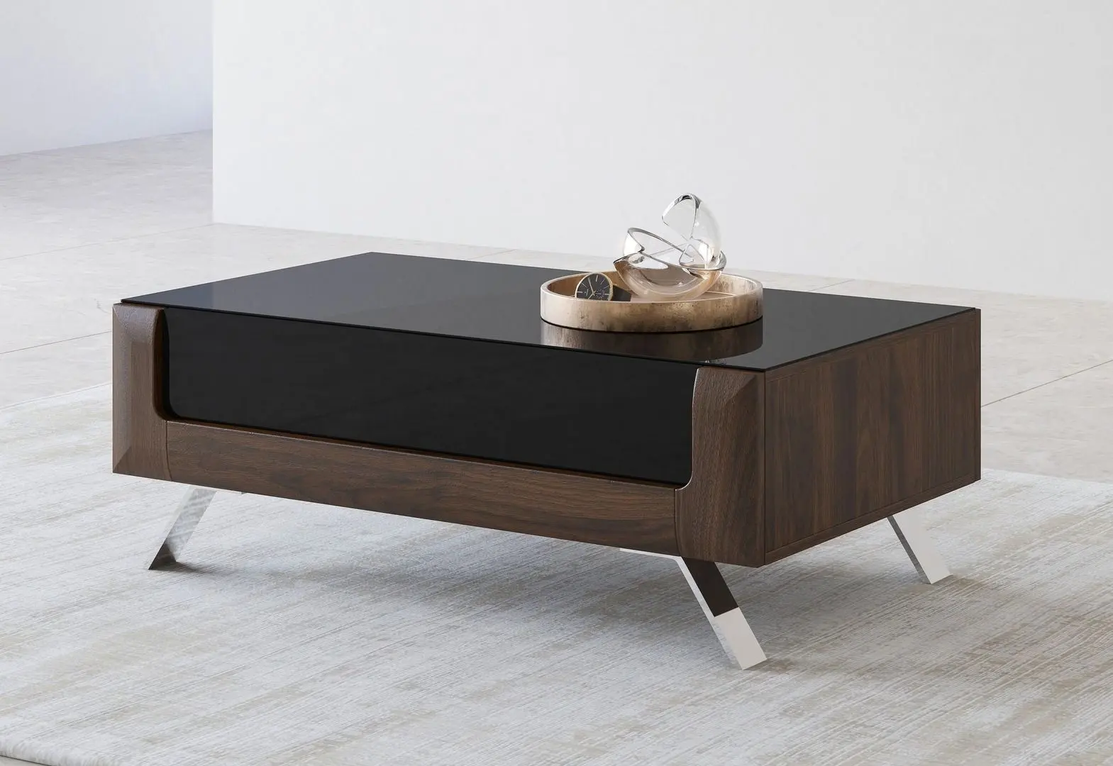 Журнальный столик Helvetia Kasai 1S (Walnut/Black Gloss)