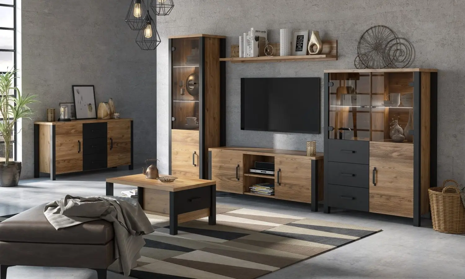 Masa pentru reviste Helvetia Olin №99 (Spruce Appenzeller/Black Matt)