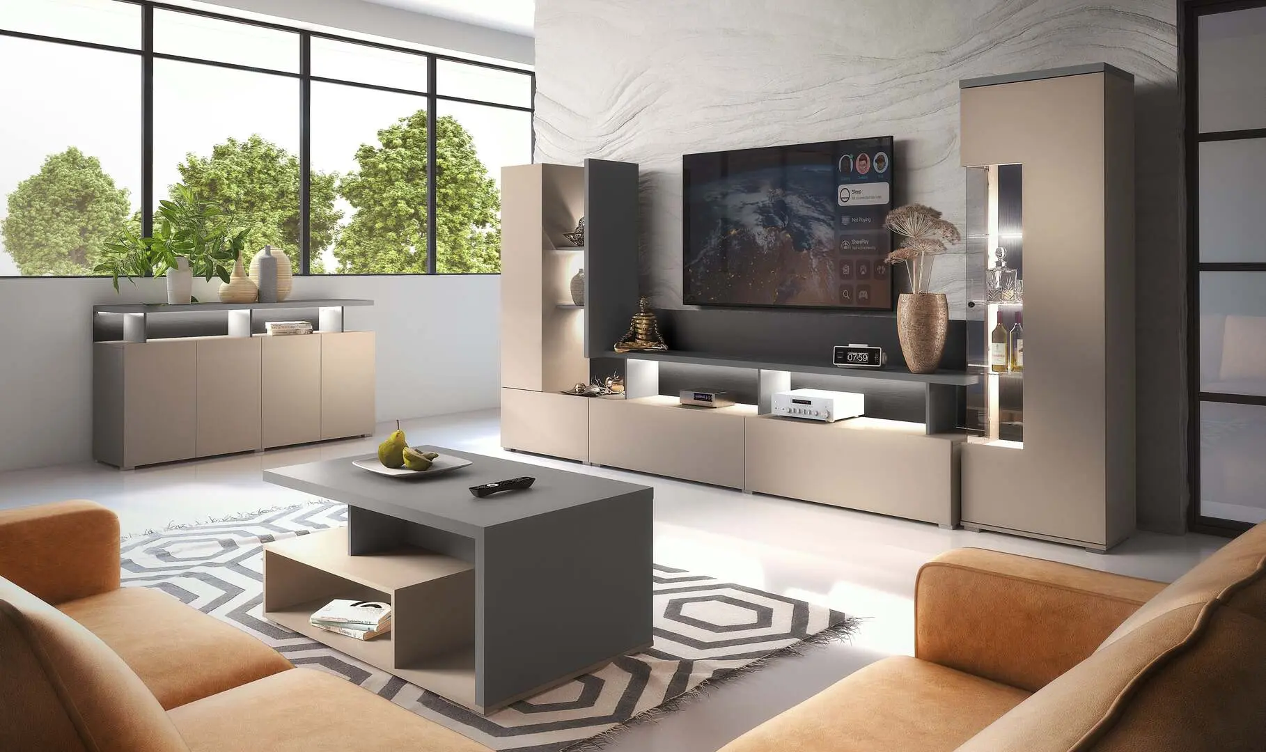 Masa pentru reviste Helvetia Serio 100 cm (Congo/Anthracite)