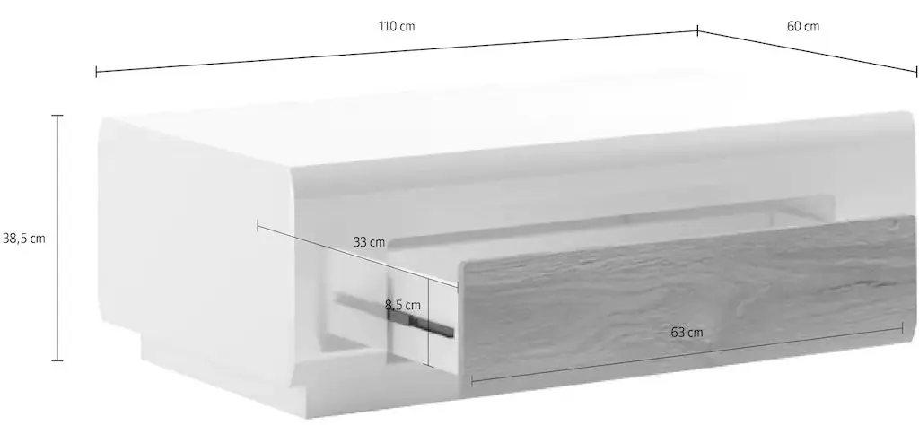 Masa pentru reviste Helvetia Toledo №99 1S (White Gloss/Sanremo Oak Light)
