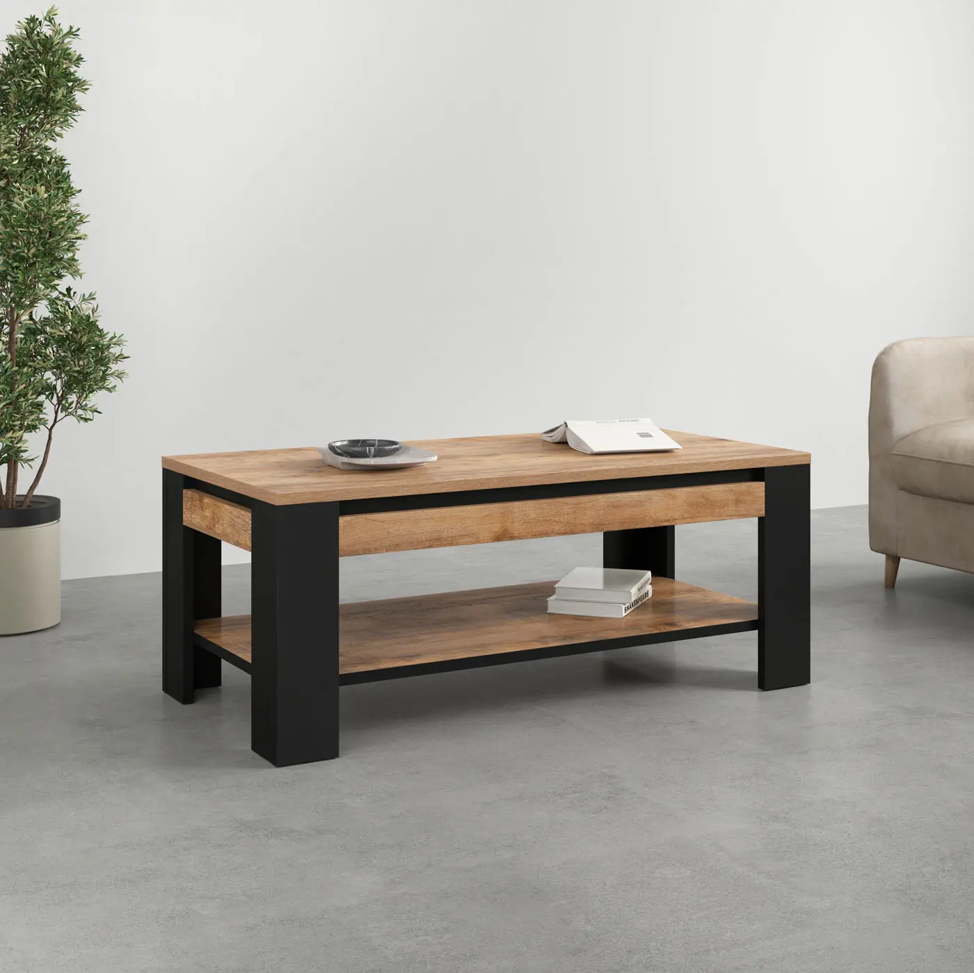 Masa pentru reviste Helvetia Tudor 24WSNZ99 (Samdal Oak/Black Matte) - 3