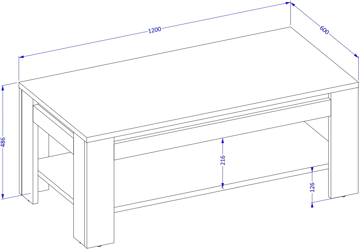 Masa pentru reviste Helvetia Tudor 24WSNZ99 (Samdal Oak/Black Matte) - 4