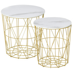 Комплект журнальных столиков Homcom 839-105 (White/Gold) Thumb