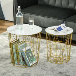 Комплект журнальных столиков Homcom 839-105 (White/Gold)