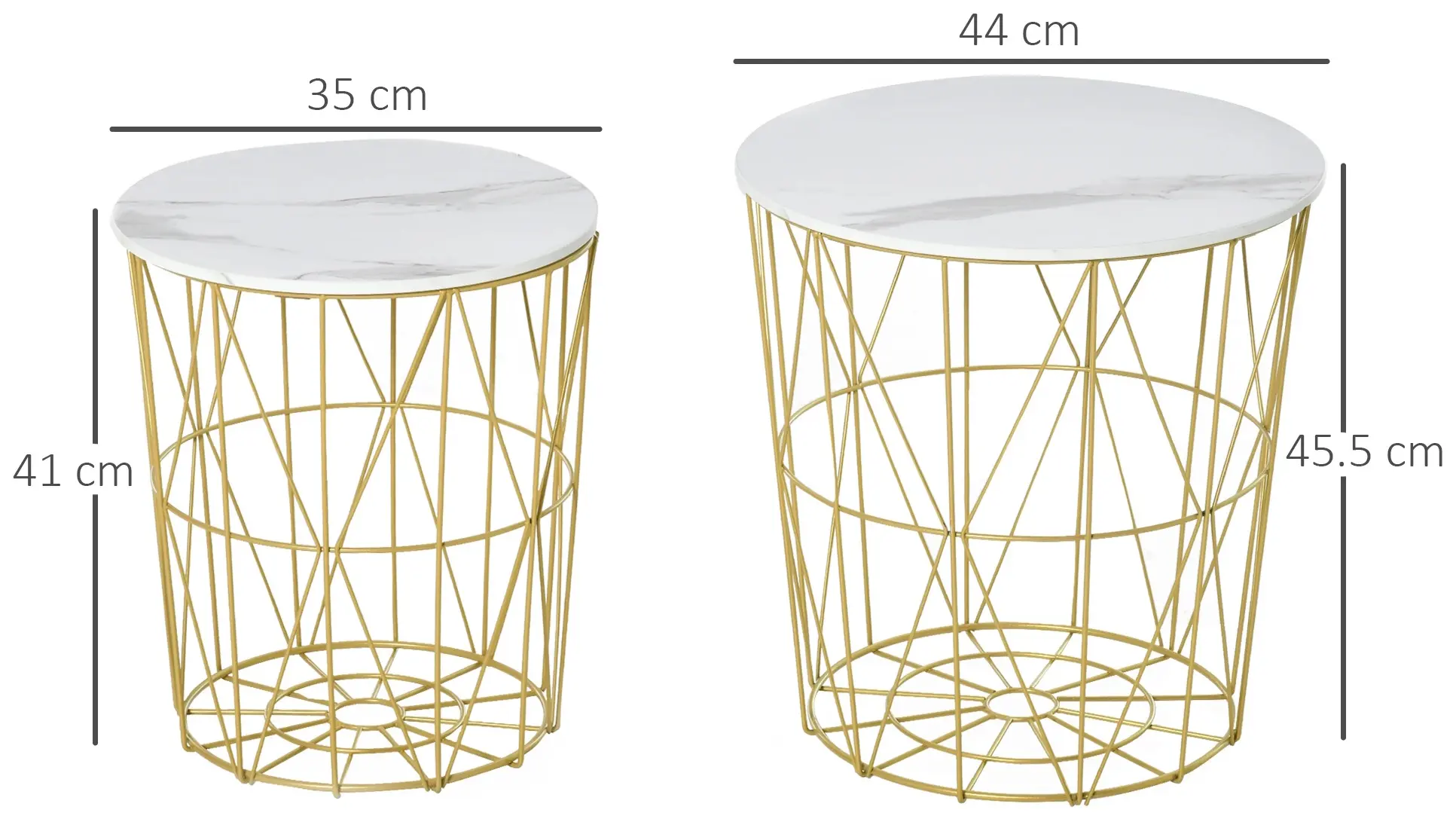 Комплект журнальных столиков Homcom 839-105 (White/Gold) - 4