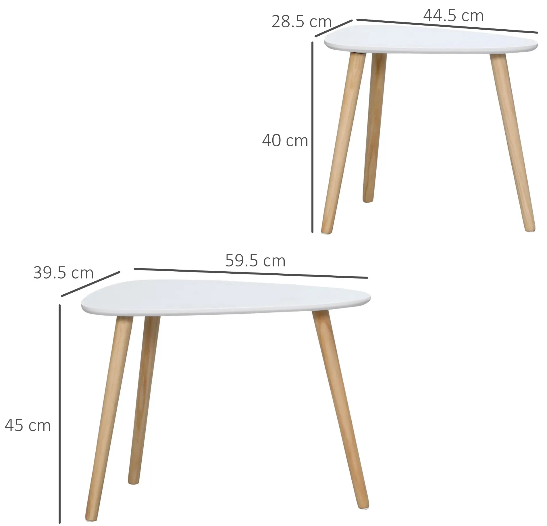 Комплект журнальных столиков Homcom 839-271 (White/Natural) - 3