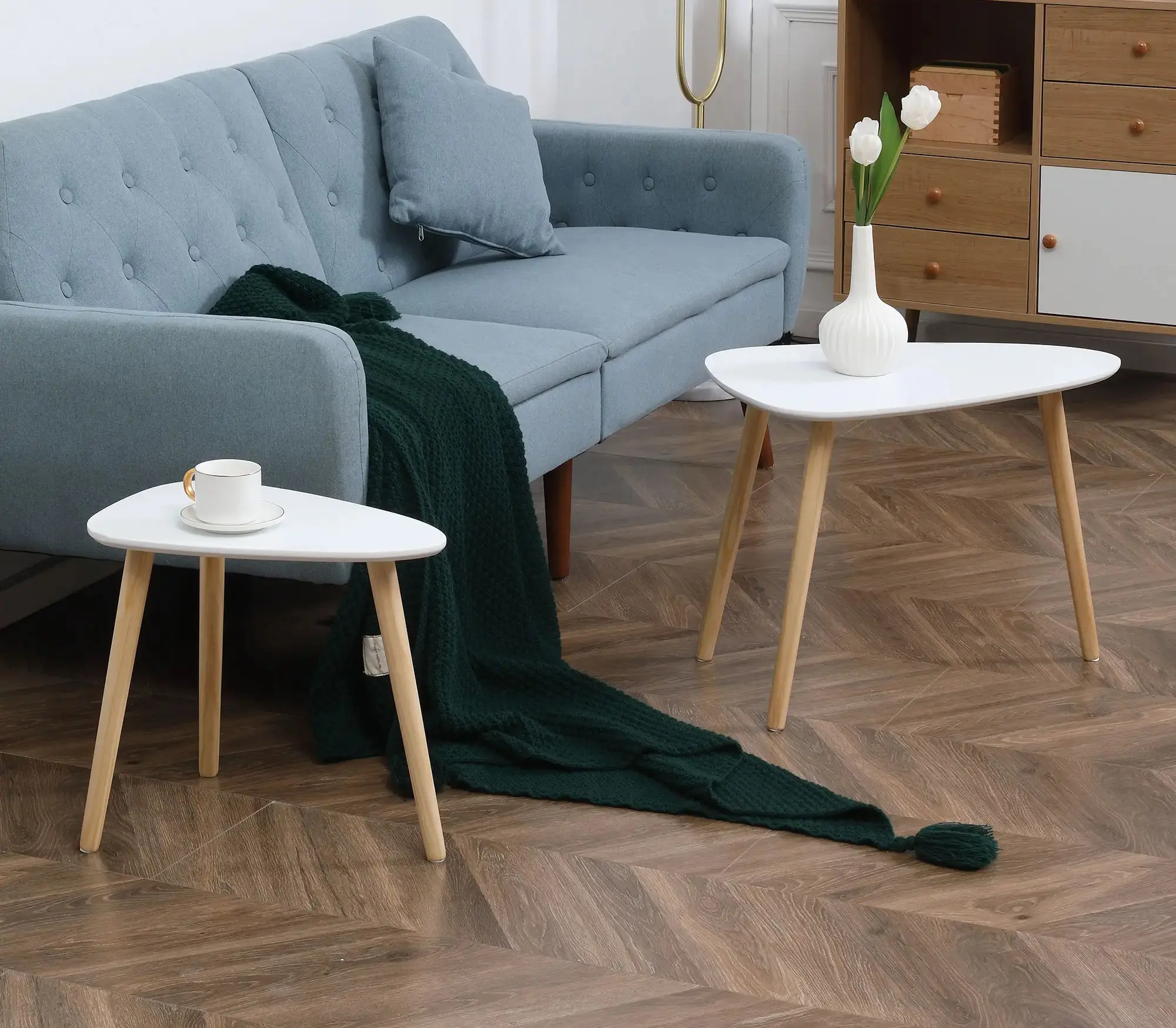 Комплект журнальных столиков Homcom 839-271 (White/Natural) - 7