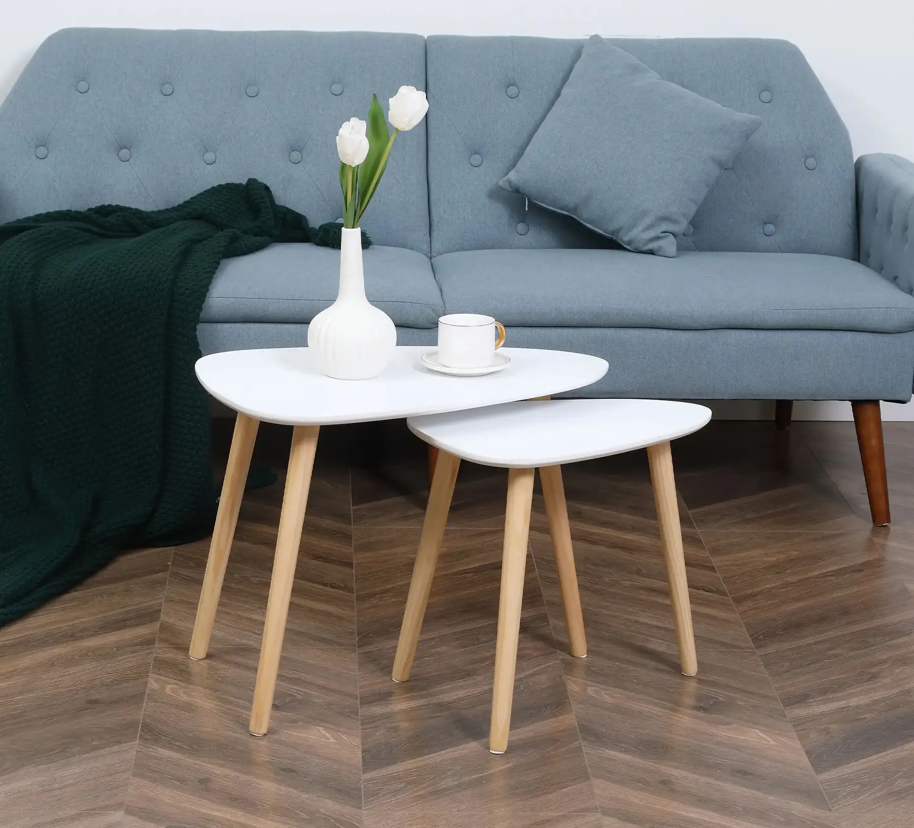 Комплект журнальных столиков Homcom 839-271 (White/Natural) - 8