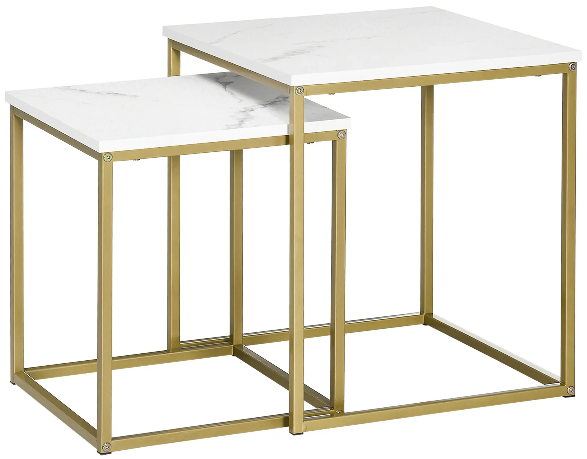 Комплект журнальных столиков Homcom 839-590V00WT (White/Gold) - 2