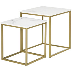 Комплект журнальных столиков Homcom 839-590V00WT (White/Gold) Thumb