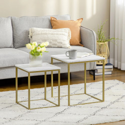 Set mese pentru reviste Homcom 839-590V00WT (White/Gold)