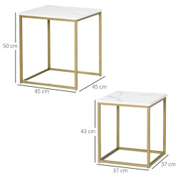 Комплект журнальных столиков Homcom 839-590V00WT (White/Gold) Thumb