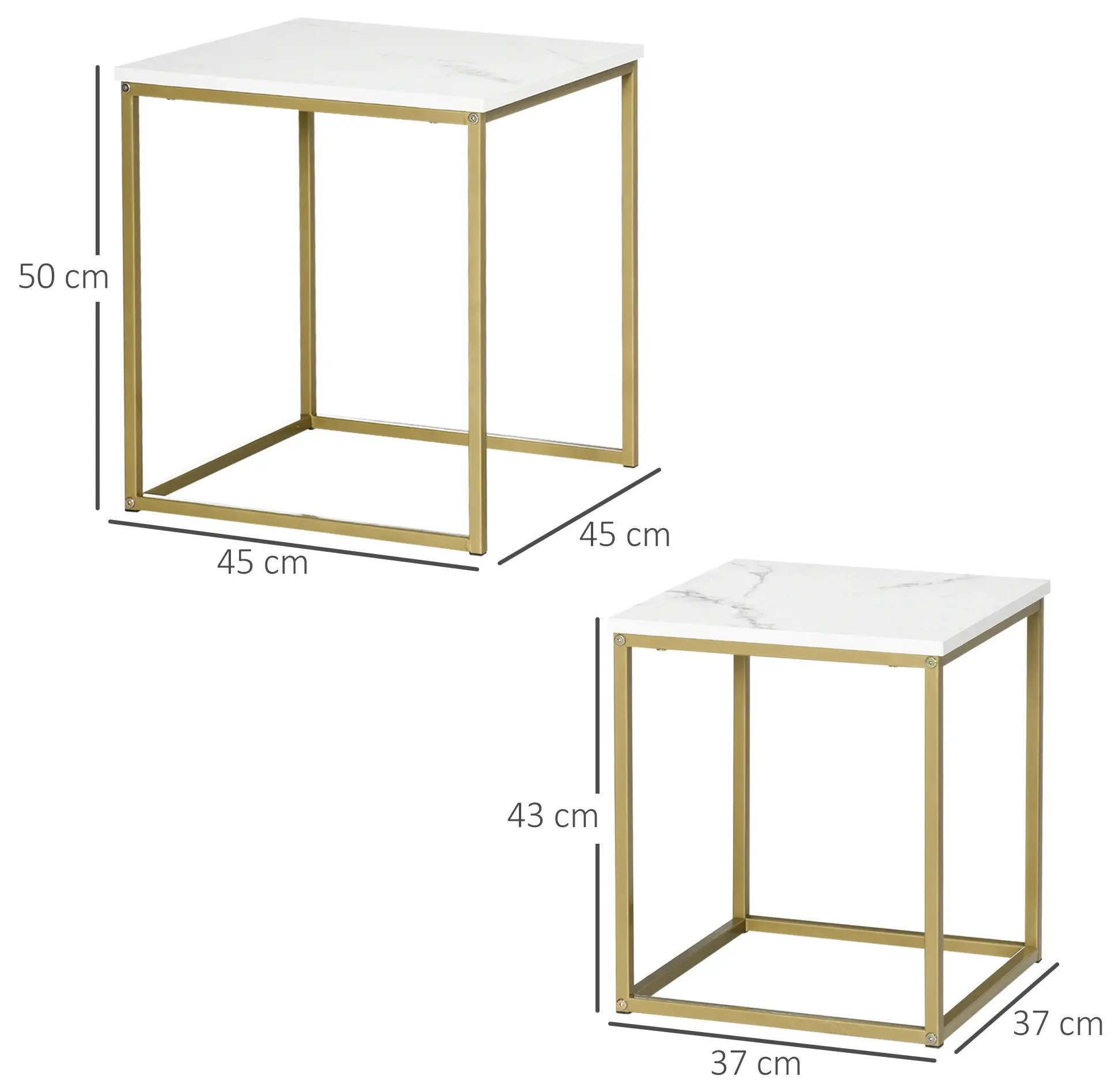 Комплект журнальных столиков Homcom 839-590V00WT (White/Gold) - 4