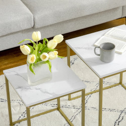 Комплект журнальных столиков Homcom 839-590V00WT (White/Gold) Thumb