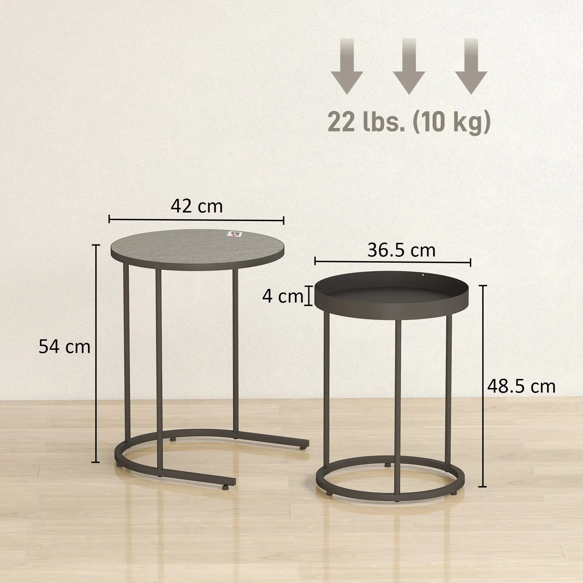 Set mese pentru reviste Homcom 83B-516V00GY (Grey/Black) - 5