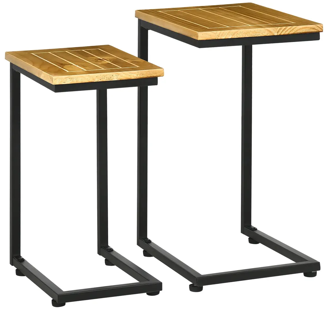 Комплект журнальных столиков Homcom 84G-079V00LR (Light Brown/Black) - 2