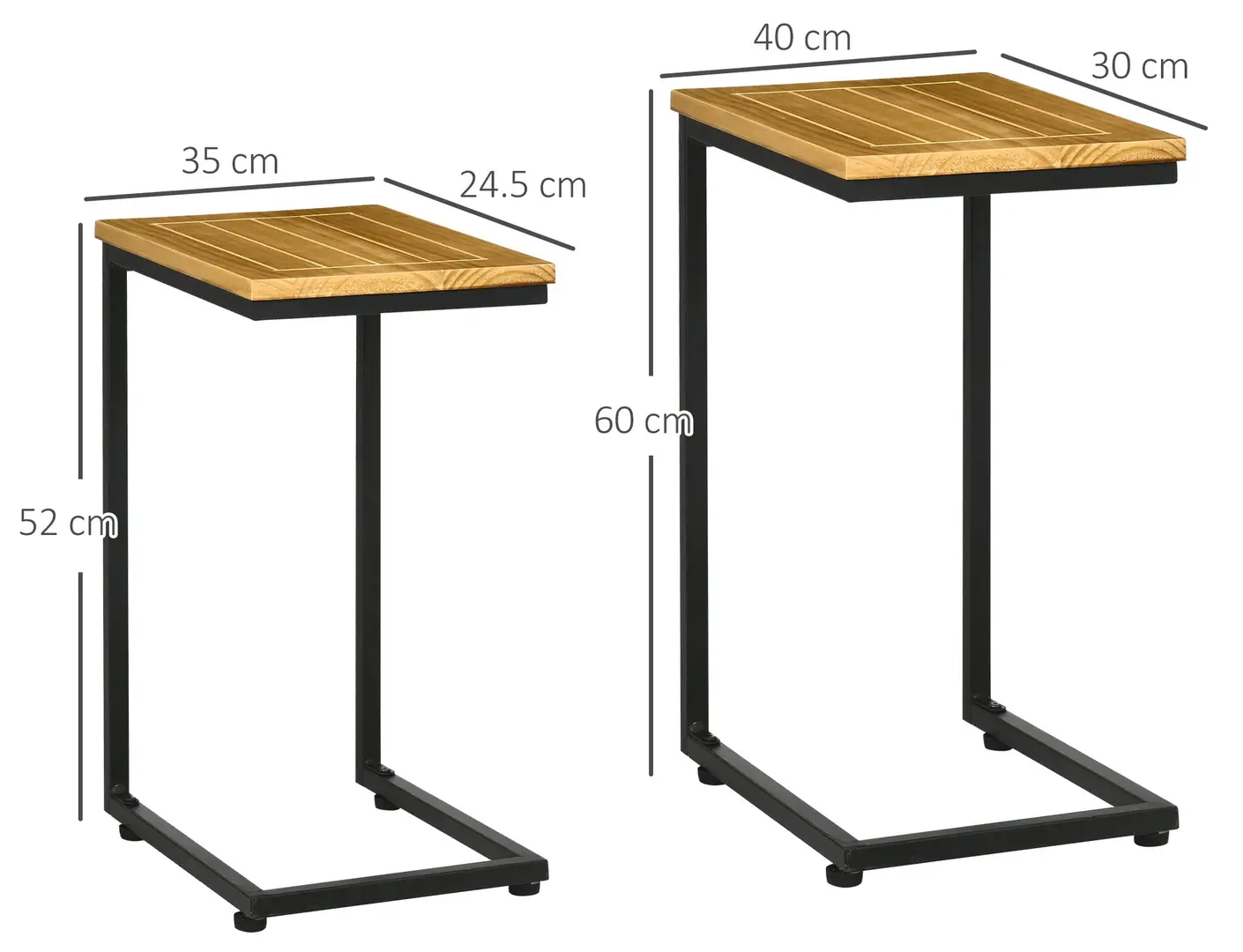 Комплект журнальных столиков Homcom 84G-079V00LR (Light Brown/Black) - 4