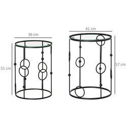 Набор журнальных столиков Homcom 833-674V00BK 36/41 cm (Black/Transparent) Thumb