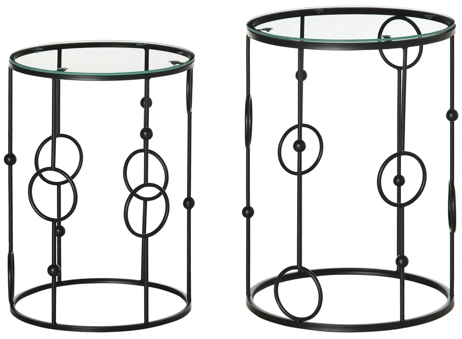 Набор журнальных столиков Homcom 833-674V00BK 36/41 cm (Black/Transparent)