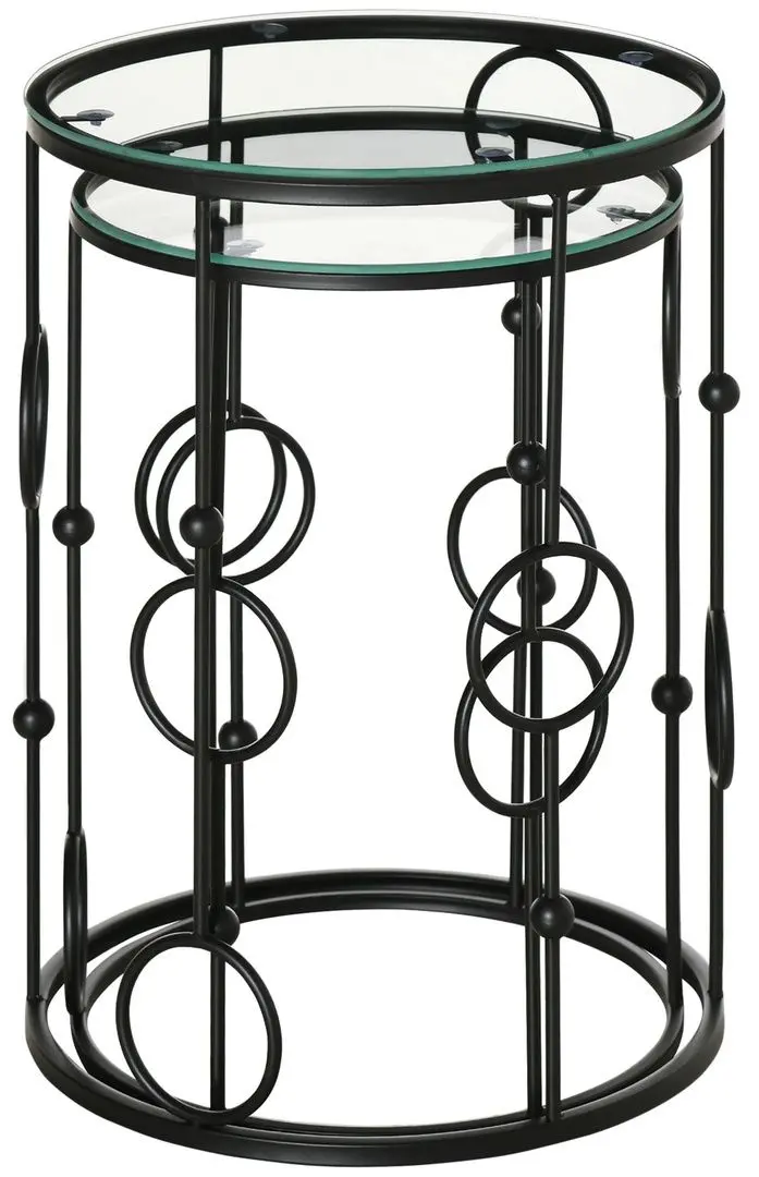 Набор журнальных столиков Homcom 833-674V00BK 36/41 cm (Black/Transparent)