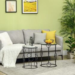 Набор журнальных столиков Homcom 833-674V00BK 36/41 cm (Black/Transparent) Thumb