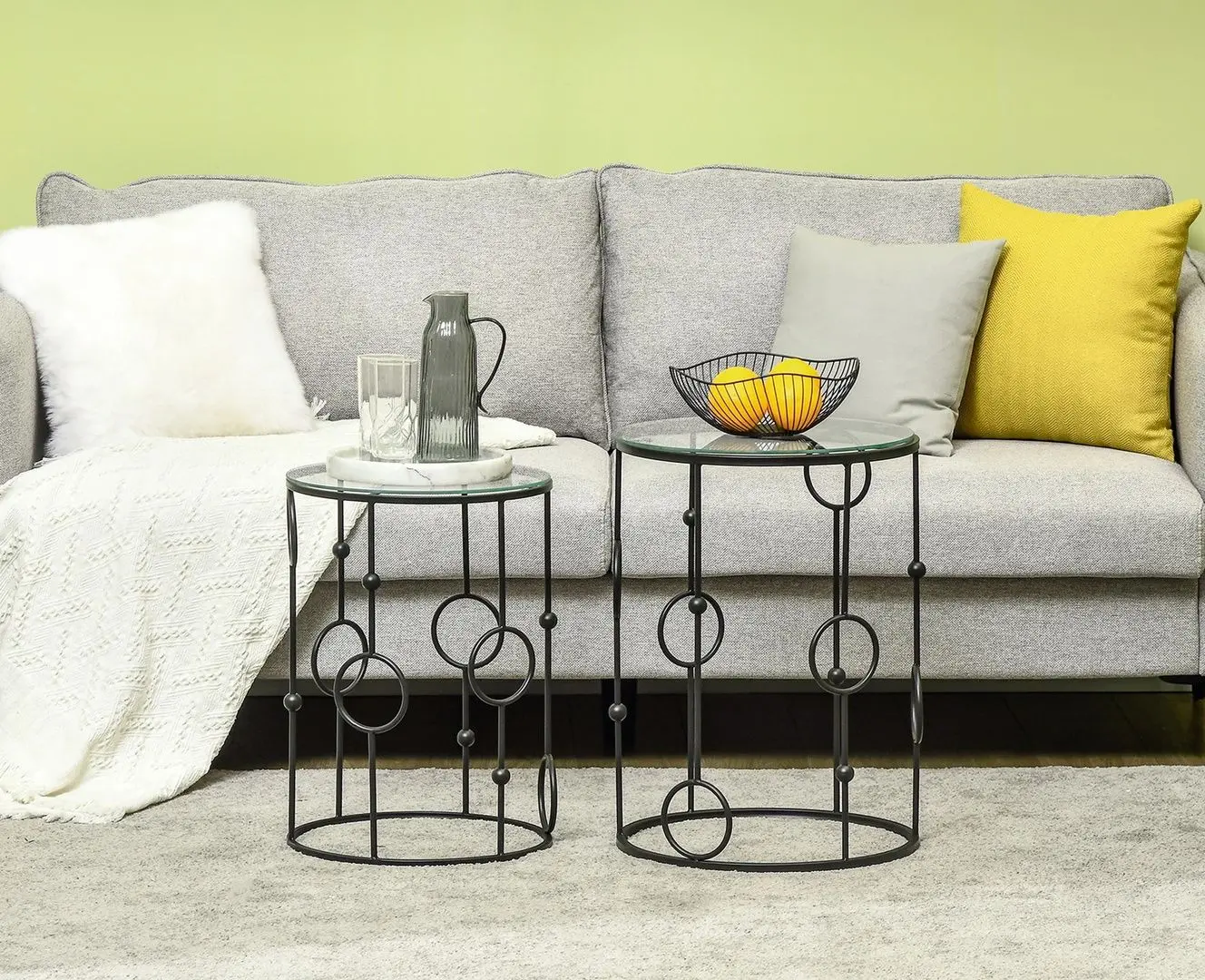 Набор журнальных столиков Homcom 833-674V00BK 36/41 cm (Black/Transparent)