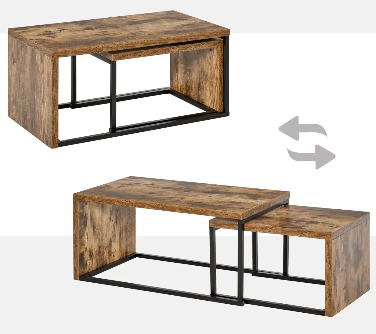 Набор журнальных столиков Homcom 839-082 (Dark Brown/Black) - 6