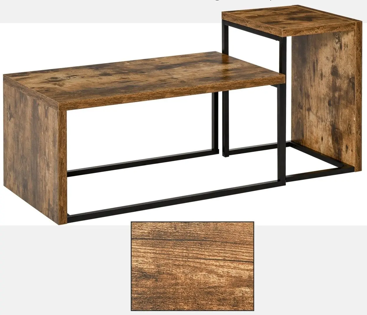 Набор журнальных столиков Homcom 839-082 (Dark Brown/Black) - 7