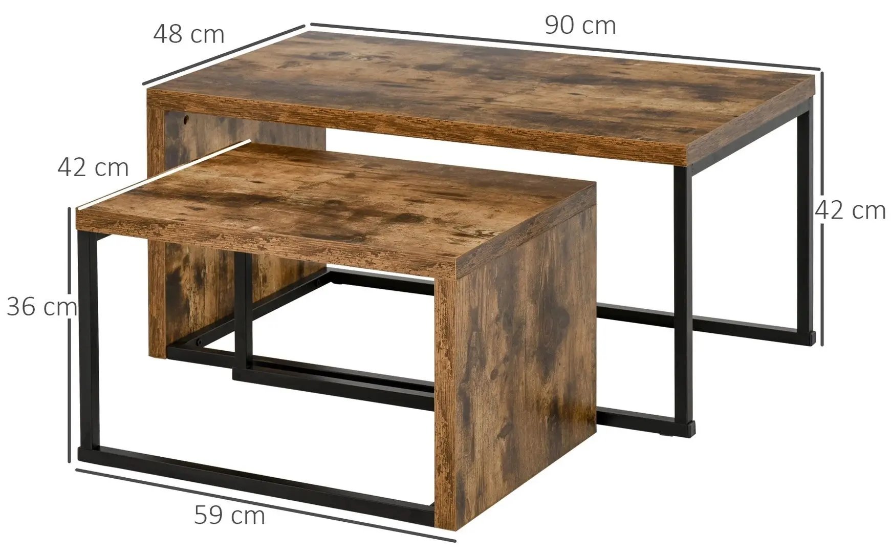 Набор журнальных столиков Homcom 839-082 (Dark Brown/Black) - 8