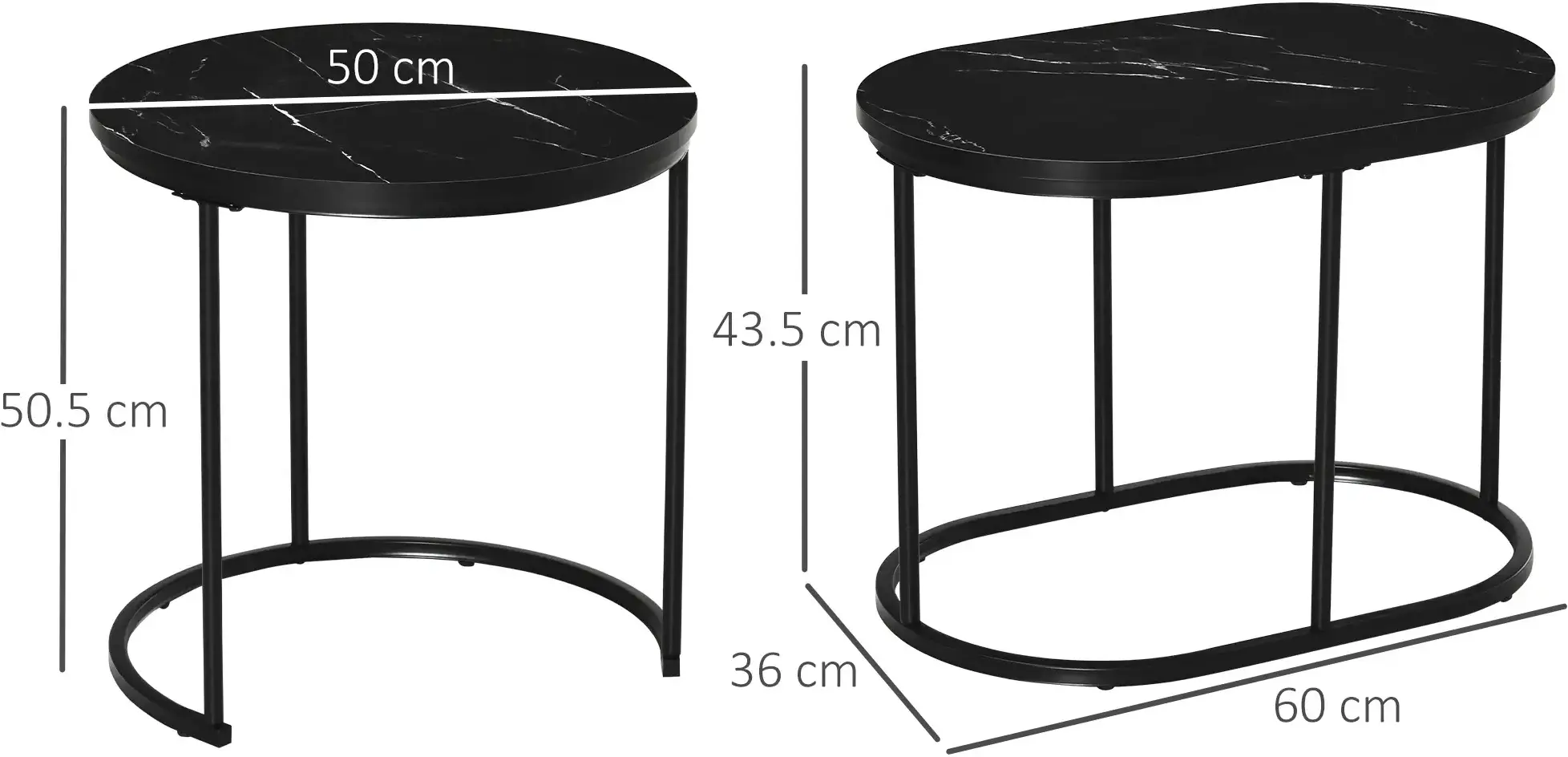 Набор журнальных столиков Homcom 839-374 (Black) - 6