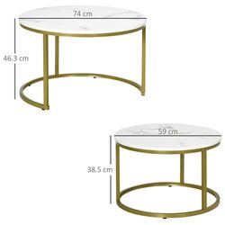 Set masute pentru reviste Homcom 839-589V00WT 59/74 cm (White/Gold) Thumb
