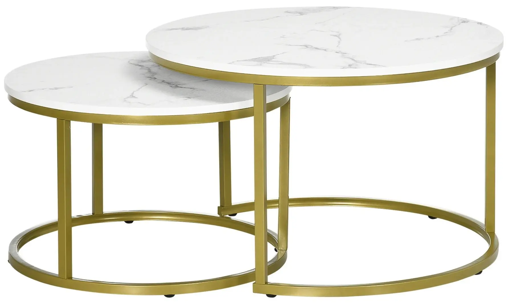 Set masute pentru reviste Homcom 839-589V00WT 59/74 cm (White/Gold) - 4