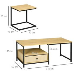 Набор журнальных столиков Homcom 839-694V00AK 110/50 cm (Natural Oak/Black) Thumb