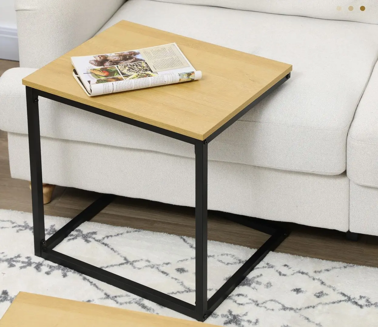 Набор журнальных столиков Homcom 839-694V00AK 110/50 cm (Natural Oak/Black) - 4