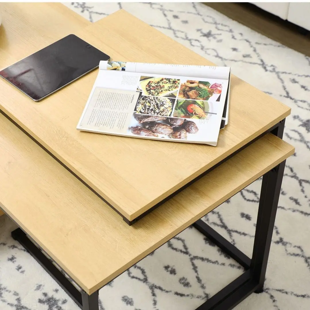 Набор журнальных столиков Homcom 839-694V00AK 110/50 cm (Natural Oak/Black) - 6