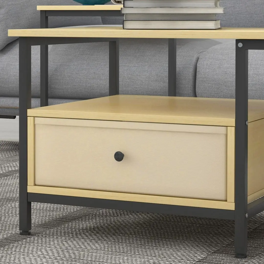 Набор журнальных столиков Homcom 839-694V00AK 110/50 cm (Natural Oak/Black) - 7