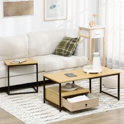 Набор журнальных столиков Homcom 839-694V00AK 110/50 cm (Natural Oak/Black) Thumb