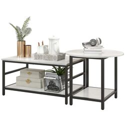 Набор журнальных столиков Homcom 839-766V00WT 80/60 cm (White Marble/Black) Thumb