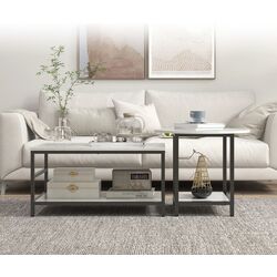 Набор журнальных столиков Homcom 839-766V00WT 80/60 cm (White Marble/Black) Thumb