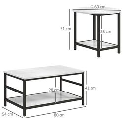 Набор журнальных столиков Homcom 839-766V00WT 80/60 cm (White Marble/Black) Thumb