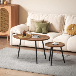 Набор журнальных столиков Homcom 83B-372V00WN (Chestnut/Black)