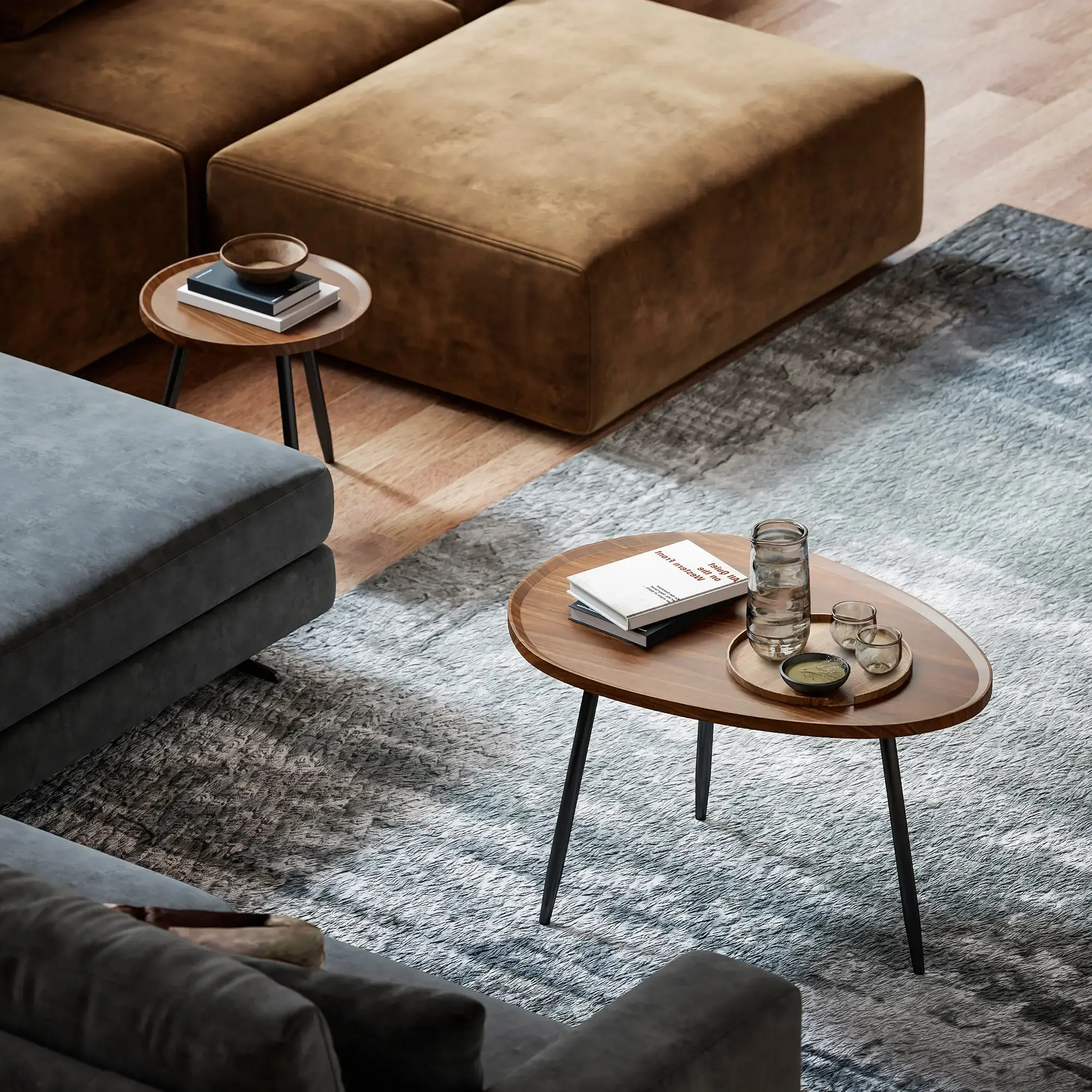 Набор журнальных столиков Homcom 83B-372V00WN (Chestnut/Black) - 4