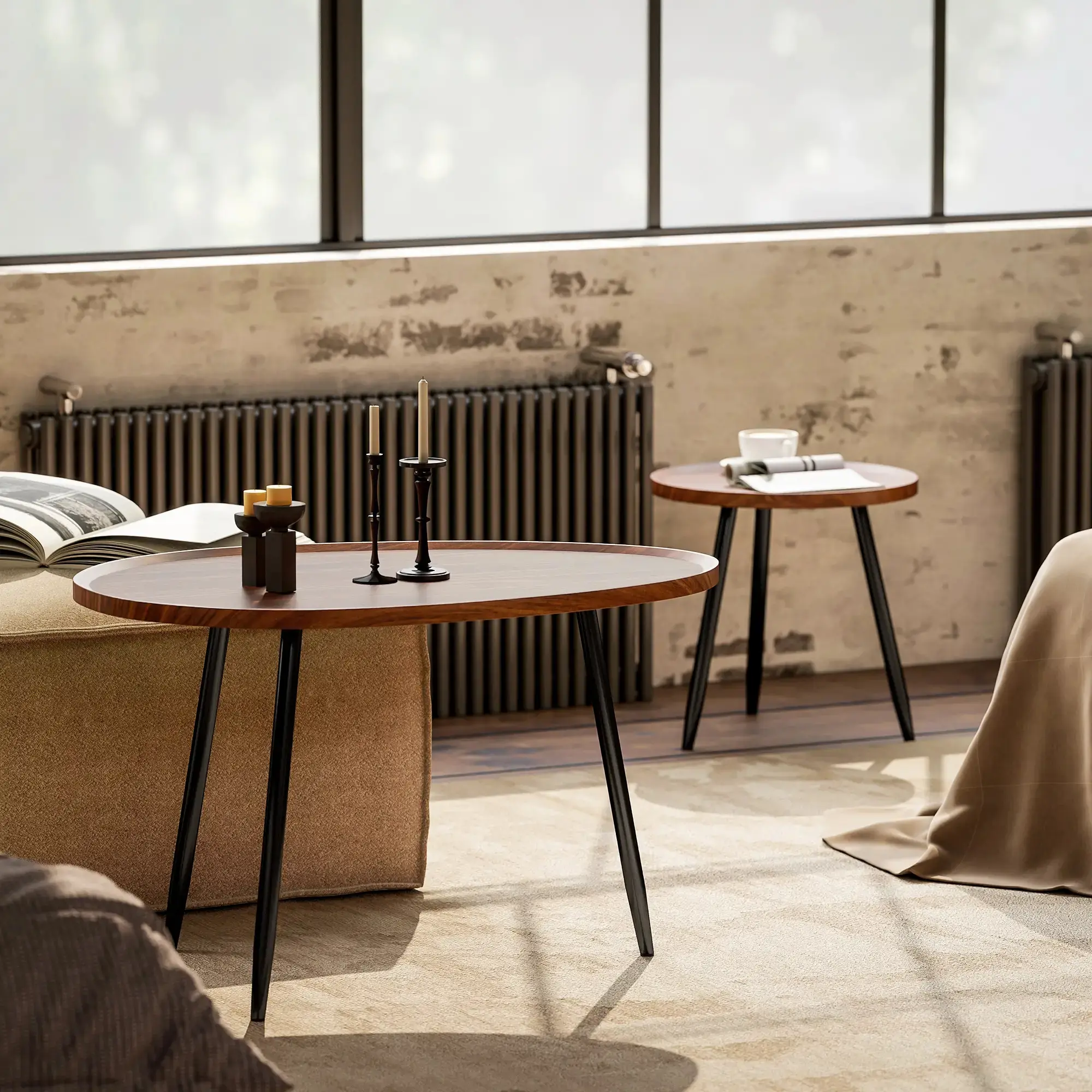 Набор журнальных столиков Homcom 83B-372V00WN (Chestnut/Black) - 5